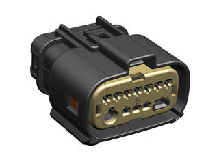 3001580007 - MX-DaSH Mat-Sealed Female Connector Assembly, Dual Row, 10+1+1 Circuits, Keying Option A, without CPA, with Extended Clipslot, Black, All Terminal Positions Blocked