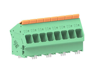 2249310008 - 10.00mm Pitch Lever Activated Fixed Mount PCB Terminal Block, 35° Wire Entry, Left Rear Terminal, 8 Circuits
