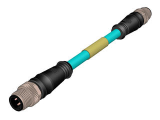 1201089137 - Micro-Change (M12) Double-Ended Cordset, 8-Pole X-Coded Male (Straight) to 4-Pole D-Coded Male (Straight), 24 AWG, Teal TPE Cable, 50.0m (164.04') Length 1201089137 - Micro-Change (M12) Double-Ended Cordset, 8-Pole X-Coded Male (Straight) to 4-Pole D-Coded Male (Straight), 24 AWG, Teal TPE Cable, 50.0m (164.04') Length