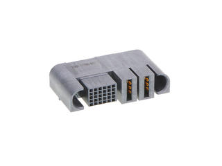 1710908417 - EXTreme Ten60Power Right-Angle Receptacle with Guides, 2 Split Power Circuits, 30 Signal Circuits, Press Fit Tail