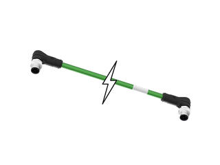 1201080509 - Micro-Change (M12) Double-Ended Cordset, 4 Poles, D-Coded, Male (90°) to Male (90°), Green TPU WSOR Cable, 22 AWG, 2.0m (6.56') Length 1201080509 - Micro-Change (M12) Double-Ended Cordset, 4 Poles, D-Coded, Male (90°) to Male (90°), Green TPU WSOR Cable, 22 AWG, 2.0m (6.56') Length