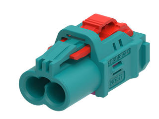 2079118230 - High-Speed FAKRA Mini (HFM) Dual Jack Housing, 1x2, Key Z, Water Blue, with CPA