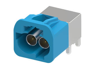 2082420202 - High-Speed FAKRA Mini (HFM) Dual Header, 1x2, Right-Angle, Through Hole, Key C, Blue, 50 Ohms