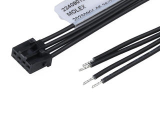 2240901044 - KK Plus 250-to-Pigtail Off-the-Shelf (OTS) Cable Assembly, 2.50mm Pitch, Single Row, 600.00mm Length, 4 Circuits, Black