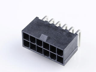 469911012 - Mini-Fit Jr. Reflow Solder Capable Header, Right-Angle, Dual Row, 12 Circuits, without Mounting Peg, Tin (Sn) Over Nickel (Ni) Plating, Glow-Wire Capable