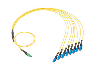 1062921415 - MMC Male-to-(8) MDC Male Fiber Optic Breakout Patch Cord, Singlemode, 16 Fiber BIF Plenum Cable, 15.0m Length, Yellow Cable