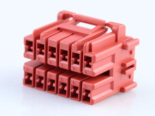 5056051202 - CP-3.3 Receptacle Housing, 3.30mm Pitch, Dual Row, Polarized, Positive Inertia Lock, 12 Circuits, Red