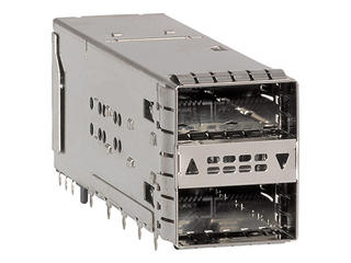 1717221060 - zQuad Small Form Factor Pluggable Plus (zQSFP+) Stacked Integrated 2-by-1 Connector and Cage with Metal EMI Gasket, Gold (Au) Over Nickel Plated