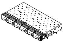 1001150620 - zSFP+ 1-by-6 Ganged Cage Assembly, Closed Top, Generation 2 Under Belly  Gasket, with EMI Spring Fingers