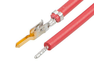 2153432223 - Pre-Crimped Lead Mini-Fit Jr. Male-to-Pigtail, Gold (Au) Plating, 225.00mm Length, 16 AWG, Red