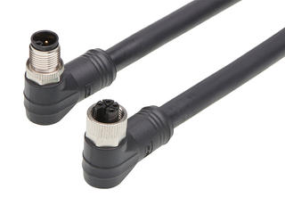 1205010259 - Micro-Change (M12) Double-Ended Cordset, 4 Poles, L-Coded, Female (90°) to Male (90°), 16 AWG, Black TPU WSOR Cable, 3.0m (9.84') Length