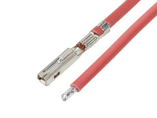 2163012225 - Pre-Crimped Lead MX150 Female-to-Pigtail, Gold (Au) Plating, 450.00mm Length, 14 AWG, Red