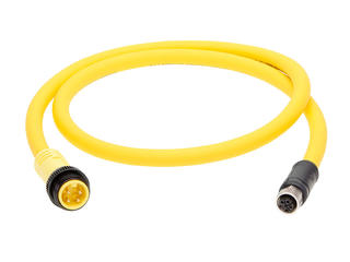 1205050005 - Micro-Change (M12) Double-Ended Cordset, 4 Poles, Female M12 L-Coded (Straight) to Male Mini-Change (Straight), 16 AWG, Yellow TC-ER Cable, 1.0m (3.28') Length