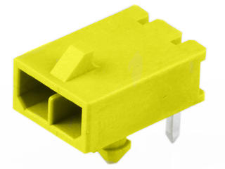 2157603042 - Micro-Fit+ Versa Color Right-Angle Header, Through Hole, 3.00mm Pitch, Single Row, 2 Circuits, 0.76µm Gold (Au) Plating, Glow-Wire Capable, Yellow