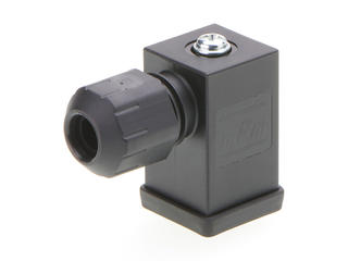 1212040010 - mPm DIN Valve Connector, Form C-8mm, External Thread, 2 Pole Plus Ground Terminal, 250V AC/300V DC, Black, Nitrile Gasket, Bulk Pack, Mounted