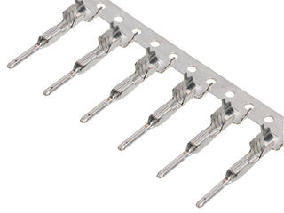 194170027 - MX150L Male Terminal for 16-14 AWG Wire, Length 26.16mm, Tin Plated, Metal Strip Carrier