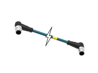 1300480185 - Micro-Change (M12) Double-Ended Cordset, 4 Poles, D-Coded, Male (90°) to Male (90°), 26 AWG, PVC Cable, 10.0m (32.81') Length