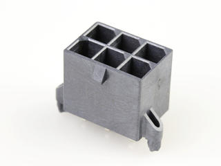 1720651006 - Mega-Fit Vertical Header, Through Hole, 5.70mm Pitch, Dual Row, 6 Circuits, 0.76µm Gold (Au) Plating, Glow-Wire Capable, Black