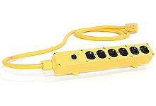 1301360066 - Safeway Multiple Outlet Strip, Internal Bus Bar, (3) NEMA 5-15 Double Duplex Receptacles with Manual 15A Reset Circuit Breaker, Right-Angle NEMA 5-15 Plug