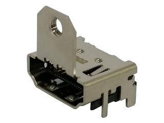 2086581102 - HDMI v2.1 Receptacle, Right-Angle, 0.76µm Gold (Au) Plating, 1.45mm Tab, with Flange, Tray, 19 Circuits