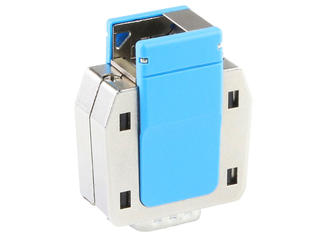 2130321031 - FCT Juwel Metal Backshell for D-Sub Connector, Shell Size 1, Straight to 45° Angle Cable Outlet, with Crimp Flange and #4-40 Locking Screws, Blue