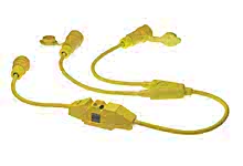 1301540071 - Watertite Extreme Molded Y Cordset, 2 Pole/3 Wire SJOW Cordset, Cordset Length 0.91m (3.0'), NEMA L5-20, 125V, Inline GFCI