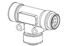 1300450001 - Mini-Change 5 Pole Tee, 4 Pole Male to Female with Female Drop, Nickel (Ni) Plated Brass Coupler, 18 AWG