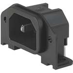 SCHURTER-GSP1.8401.1 Connector Power Conn Inlet M 3 POS 7mm Solder RA Thru-Hole 3 Terminal 1 Port Box