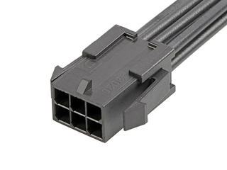 2147581063 - Micro-Fit 3.0 Male-to-Pigtail Off-the-Shelf (OTS) Cable Assembly, Dual Row, 600.00mm Length, Tin (Sn) Plating, 6 Circuits, Black