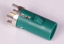 734035075 - FAKRA Jack, Straight, PCB Receptacle, Through Hole, Keying Code F, Brass Body, Tin (Sn) Plated, Brown, 50 Ohms