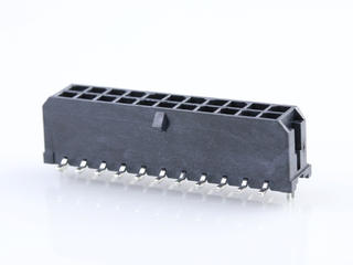 430452215 - Micro-Fit 3.0 Vertical Header, 3.00mm Pitch, Dual Row, 22 Circuits, with  PCB Press-fit Metal Retention Clip, Tin, Glow-Wire Capable, Black, Tape  and Reel