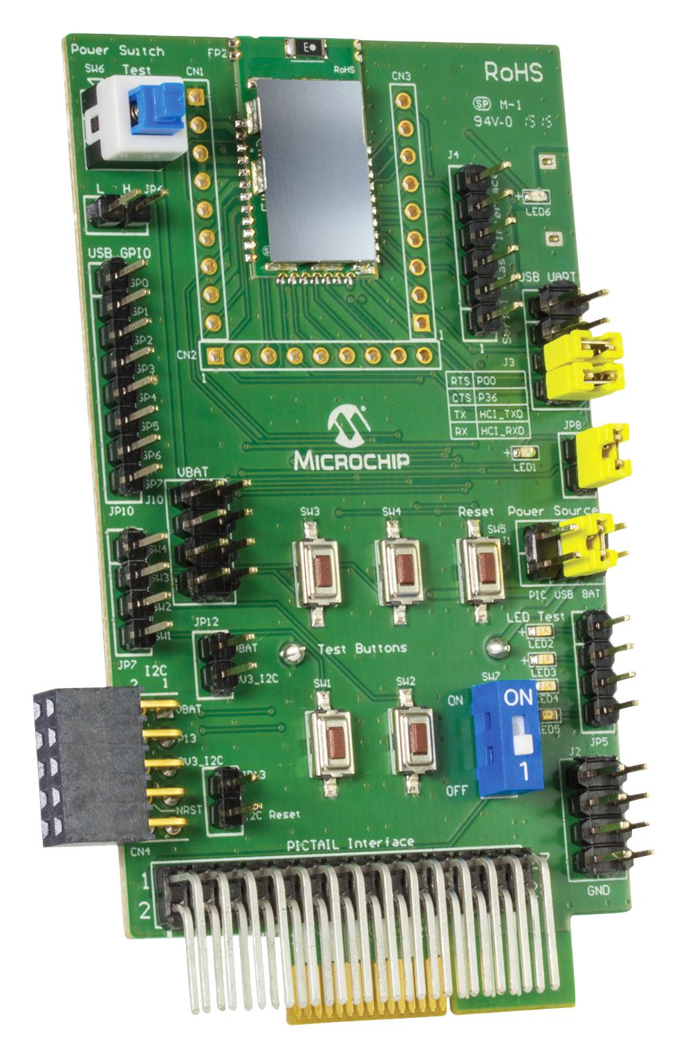 Daughter Board, PICtail / PICtail Plus, RN4870 Bluetooth Low Energy Module, On Board Antenna
