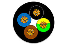 1552200147 - Flamar Control Cable, WSOR Jacket, Unshielded, 4 Circuits, 0.75mm² with Green-Yellow Ground / 19 AWG with Green-Yellow Ground, 7.00mm (.276") Diameter, 1000.0m (3280.83') Length, Black