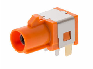 2011260013 - 50 Ohms, FAKRA Jack, Right-Angle, Through-Hole, Gold (Au) Plated Contacts, Keying Option M, Pastel Orange, Tape and Reel