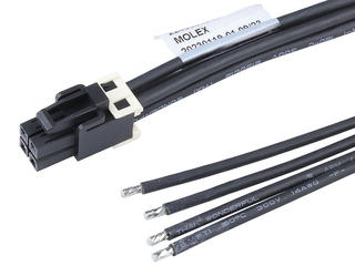 2240861042 - Mini-Fit Max-to-Pigtail Off-the-Shelf (OTS) Cable Assembly, Dual Row, Tin(Sn) Plating, 4 Circuits, 150.00mm Length, Black