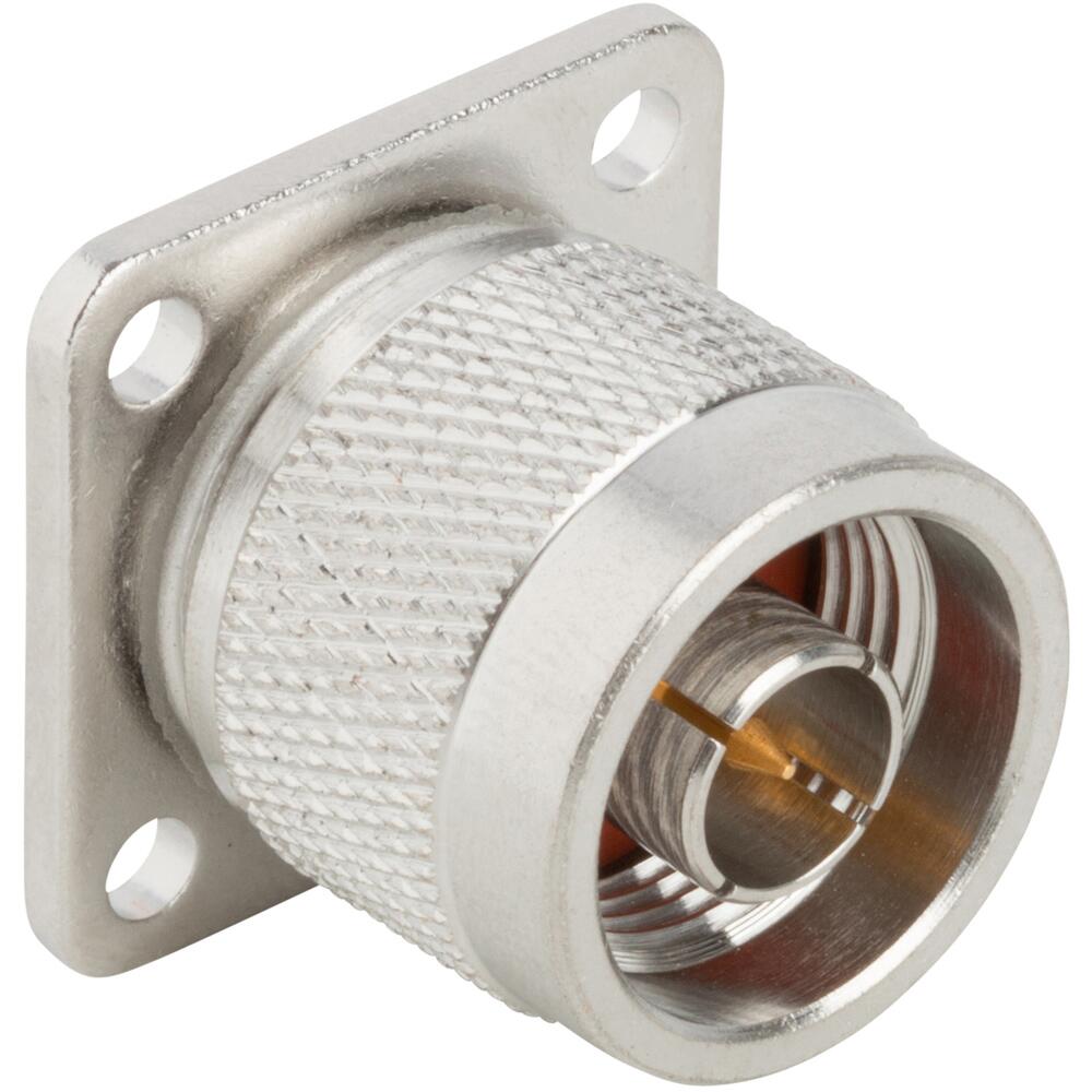 Amphenol RF-172118 Connector RF Conn Type N 0Hz to 11GHz 50Ohm Solder Cup ST Flange Mount PL Gold