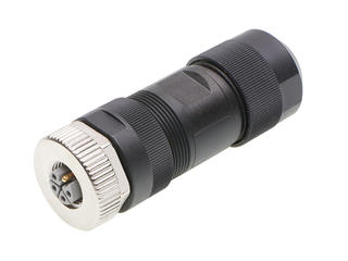 1205030009 - Micro-Change (M12) Field Attachable Connector, 5 Poles, L-Coded, Straight, Female, Unshielded, Screw Termination, Cable Diameter 8.00-13.00mm