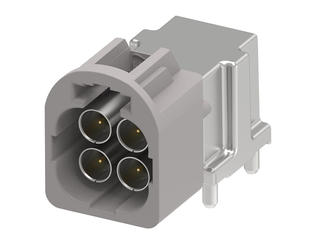 2082440206 - High-Speed FAKRA Mini (HFM) Quad Header, 2x2, Right-Angle, Through Hole, Key G, Gray, 50 Ohms