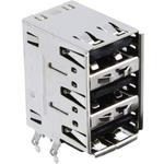 CnC Tech, LLC-1001-007-01020 Connector USB Conn USB 1.1 Type A RCP 4/4/4 POS 2mm Solder RA Thru-Hole 12 Terminal 3 Port