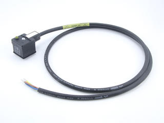 2210502939 - mPm DIN Valve Connector, Form A - 18mm 2 Pole to 1.0m Black PUR UL Cable Pigtail, Yellow LED, Black Integrated Gasket, 24V