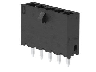 2165711006 - Micro-Fit+ Vertical Header, Through Hole, 3.00mm Pitch, Single Row, 6 Circuits, Matte Tin (Sn) Plating, Glow-Wire Capable, Black