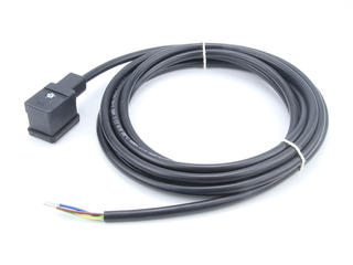 2210400001 - Brad mPm DIN Form B-11mm 2 Pole Plus Ground H12 to Pigtail, Nitrile Profile Gasket and Screw, 0.75mm² Black WSOR UL Cable, 3.0m (9.84') Length, 250V