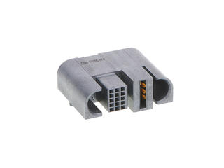 1710908411 - EXTreme Ten60Power Right-Angle Receptacle with Guides, 1 Split Power Circuit, 15 Signal Circuits, Press Fit Tail