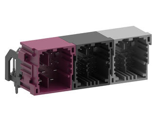 2005063001 - stAK50h 3 Bay Right-Angle Hybrid Header, 76 Circuits, Bay 1: 12 Circuits/Key 3/Purple; Bay 2: 32 Circuits/Key 1/Black; Bay 3: 32 Circuits/Key 3/Dark Gray; Tube