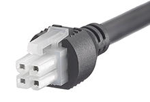 2451350420 - Mini-Fit Jr.-to-Mini-Fit Jr. Off-the-Shelf (OTS) Overmolded Cable Assembly, Dual Row, 2.0m Length, 4 Circuits, Black