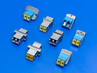 1061280590 - Metal LC Duplex Adapter with Shutter on Both Sides, Phosphor Bronze, Silver