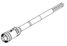 1300630279 - BradPower D-Size (1 3/8"–M35) Single-Ended Cordset, 3 Poles, Female (Straight) to Pigtail, 10 AWG, Black TPE Cable, Red Overmold, 15.0m (49.21') Length