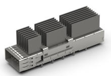 2031433357 - QSFP-DD Cage Assembly, 1-by-1, NET Fin Heat Sink, Spring Fingers, Two Rear Legs, with Press-Fit Pins, Robust