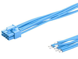 2262452082 - Mini-Fit Versa Color-to-Pigtail Off-the-Shelf (OTS) Cable Assembly, 4.20mm Pitch, Dual Row, 150.00mm Length, 8 Circuits, Blue