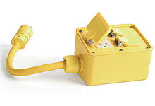 1301350250 - Super-Safeway Angled GFCI Outlet Box, Feed-Thru, F3 (3/4") Cord Grip Body, Including NEMA 5-15 GFCI & Duplex Receptacles with Flip Lids and 7.62m (25.0') Cord Length, 12/3 SOOW Cord 1301350250 - Super-Safeway Angled GFCI Outlet Box, Feed-Thru, F3 (3/4") Cord Grip Body, Including NEMA 5-15 GFCI & Duplex Receptacles with Flip Lids and 7.62m (25.0') Cord Length, 12/3 SOOW Cord